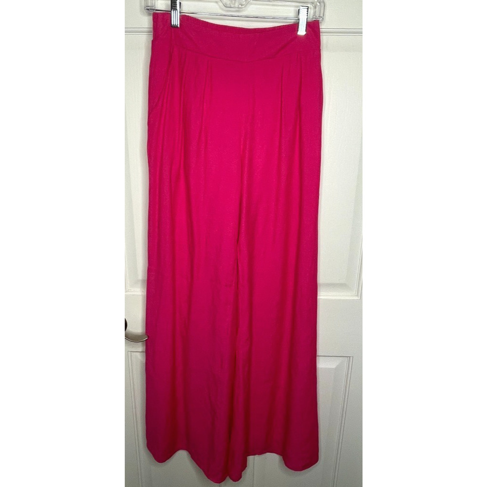 NWT Women's Wide Leg Pull-On Beach Pants Sz S Rayon Blend Hot Pink Boho Coastal